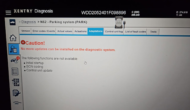 VXDIAG Benz Xentry Failed to Code N62 Parking System