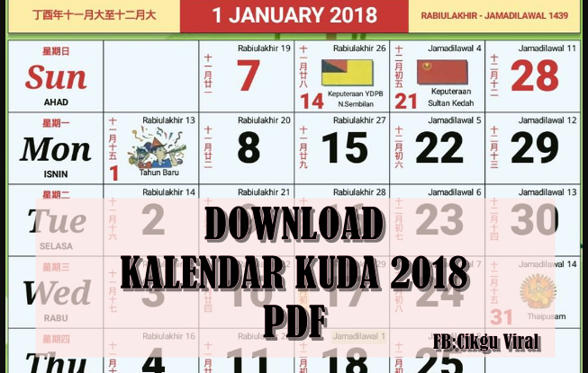 DOWNLOAD  KALENDAR KUDA 2018 VERSI PDF