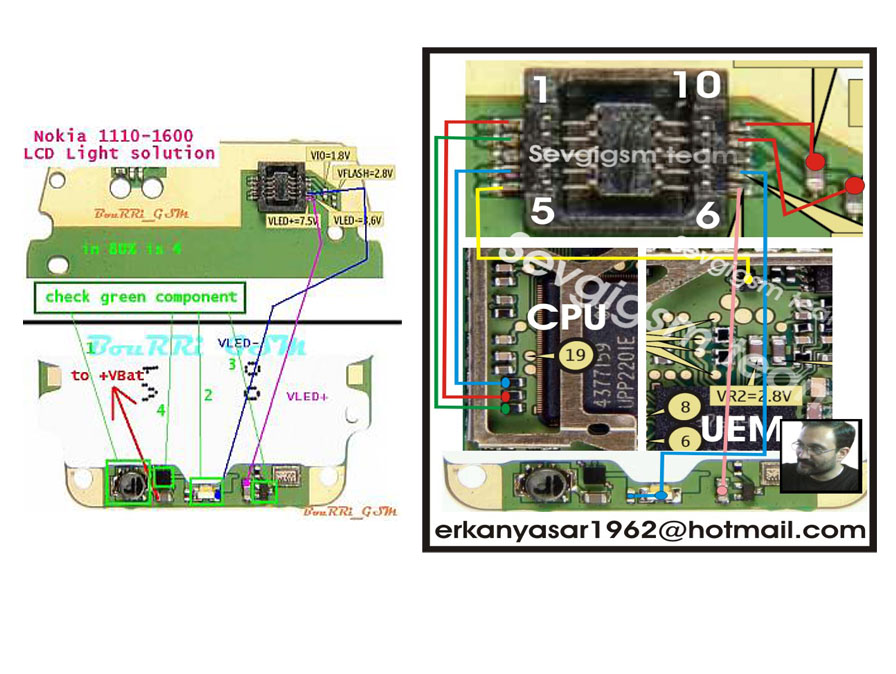 1110 Light Solution. Nokia 1110-1600-Lcd Light