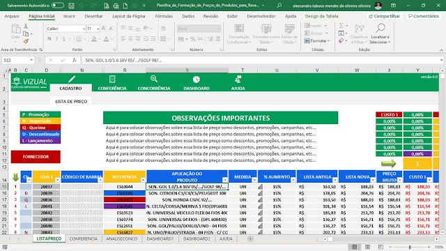 Planilha de Formação de Preços de Produtos para Revenda em Excel