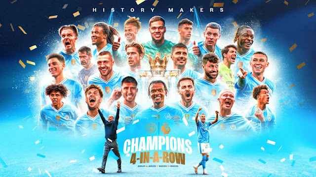 Manchester City win record fourth title in a row