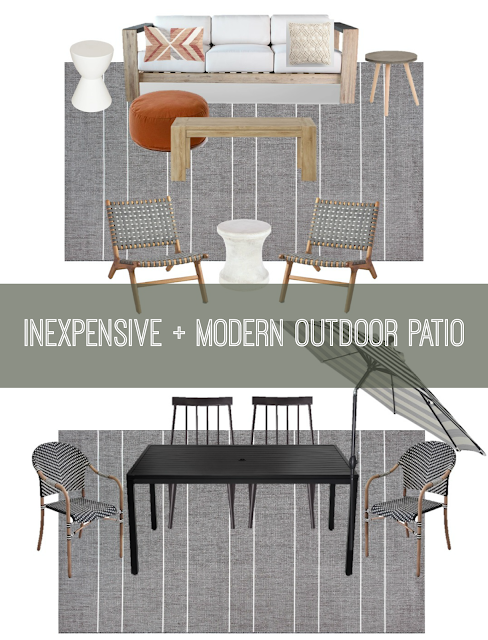 inexpensive and modern outdoor patio mood board