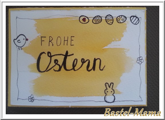 Ostern, Karte, Aquarell, Doodle, Handlettering, SU Osterkörbchen