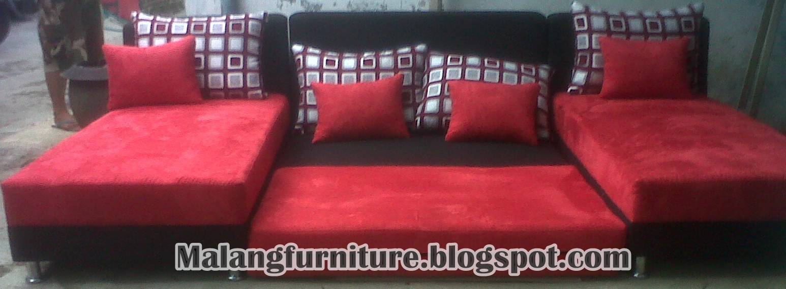 Malang Furniture Sofa  Bed U Kain Bebas Meja 8 Bantal 