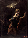 Saint Christopher (Oil on Copperplate, 1598/99 - Religious Paintings) by Adam Elsheimer