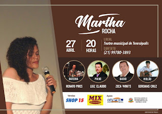 Show Martha Rocha e Banda no teatro de Teresópolis