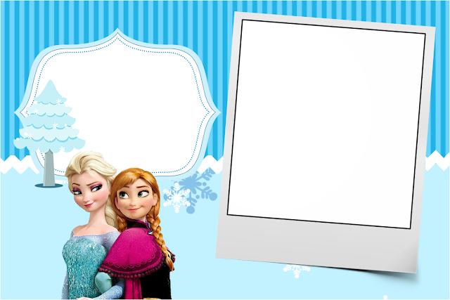 Para hacer invitaciones, tarjetas, marcos de fotos o etiquetas, para imprimir gratis de Frozen en Navidad Azul.