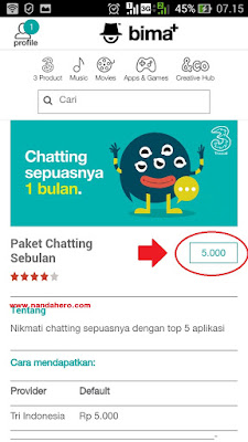 cara beli paket chatting 3 tri terbaru