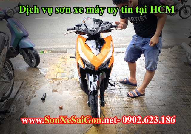 Mẫu sơn xe Honda vario màu cam bóng cực đẹp