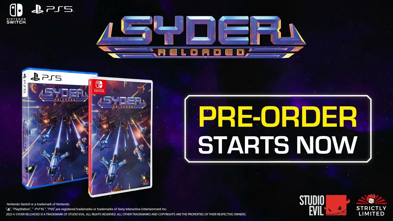 Syder Reloaded Nintendo Switch and PS5 covers