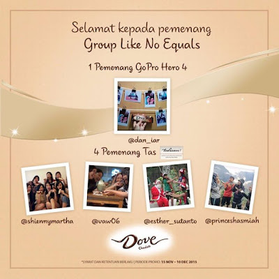 Pengumuman Pemenang Kontes Dove Chocolate 'Group Like No Equals'