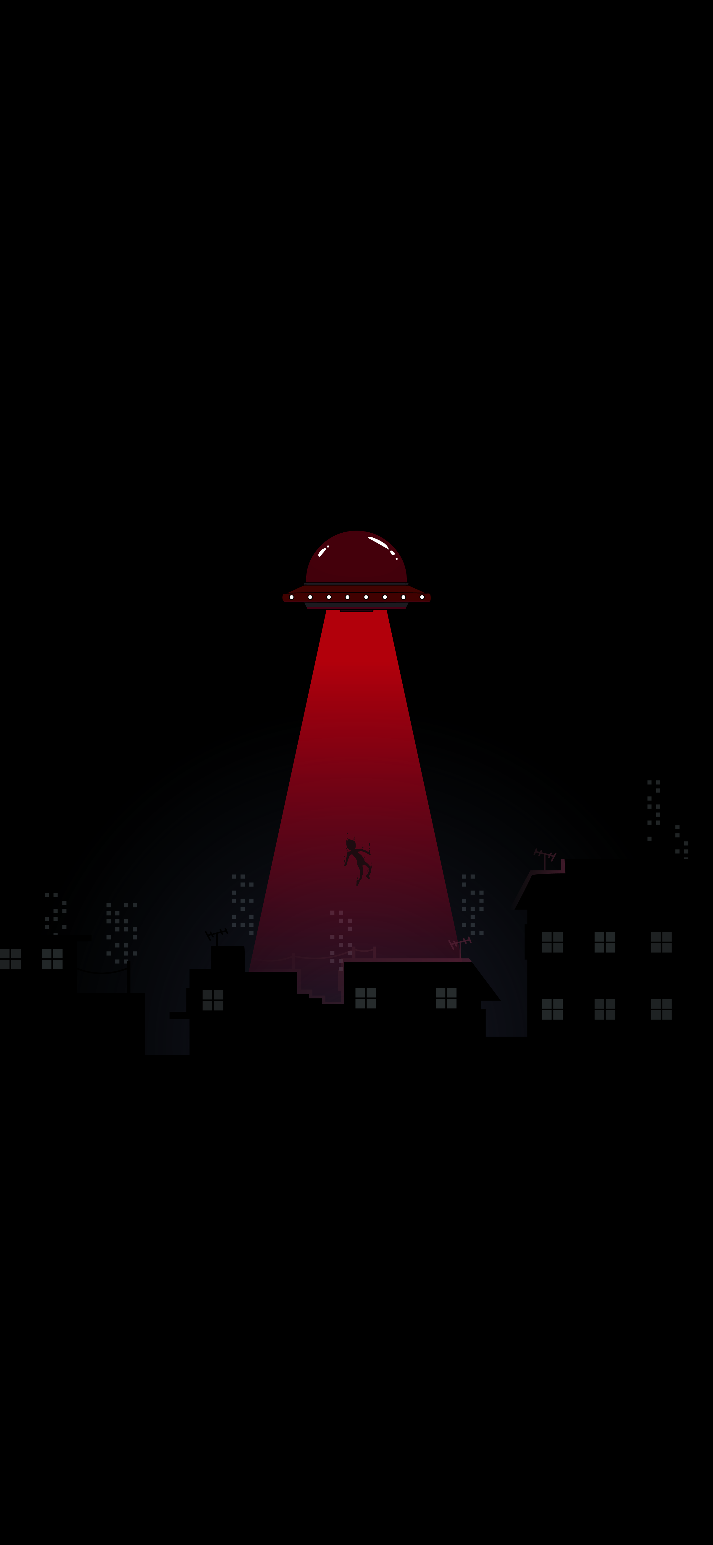 COOL MINIMALIST ILLUSTRATION OF AN UFO ABDUCTION. IT'S A COOL IMAGE TO SET AS PHONE WALLPAPER