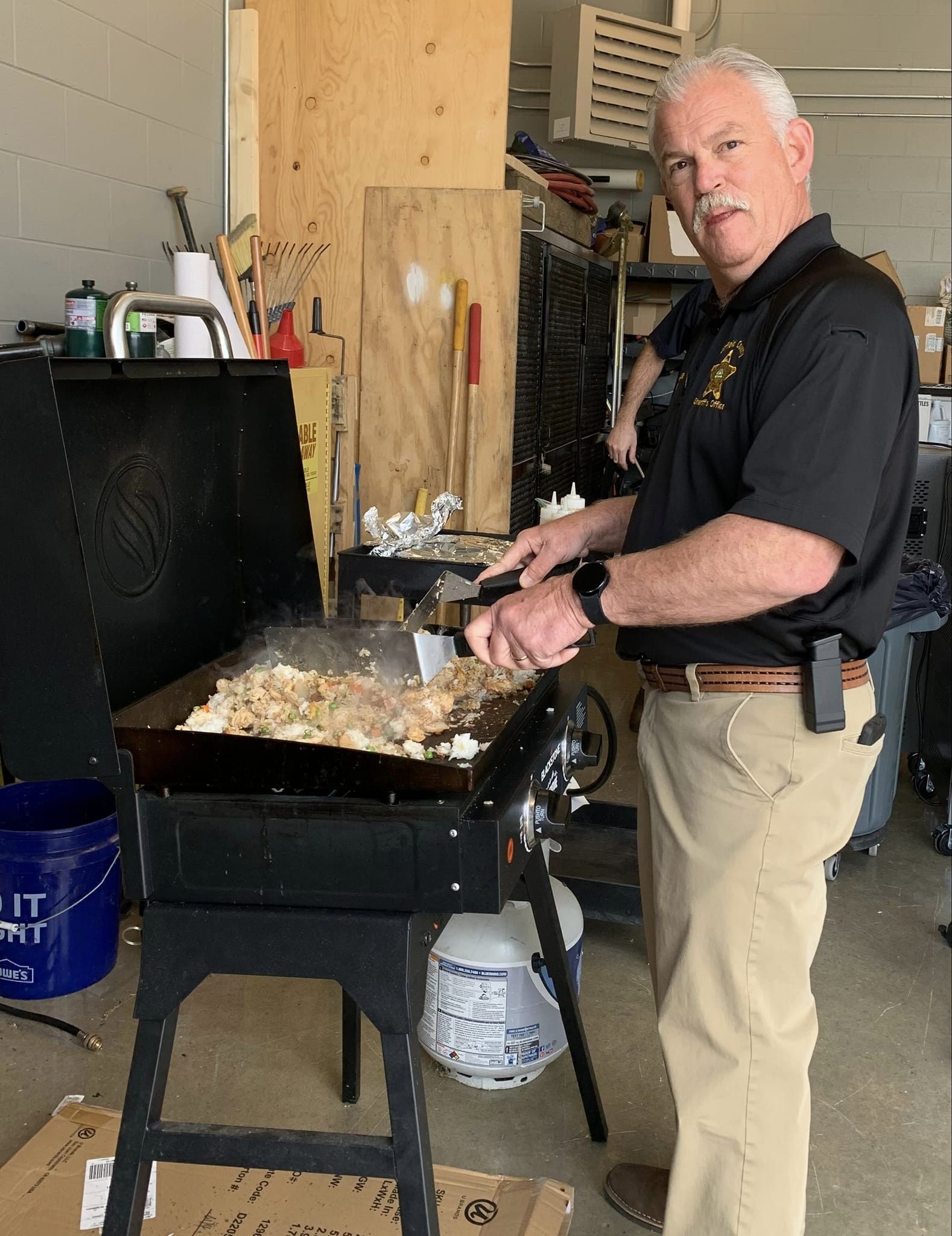 Sheriff making hibachi