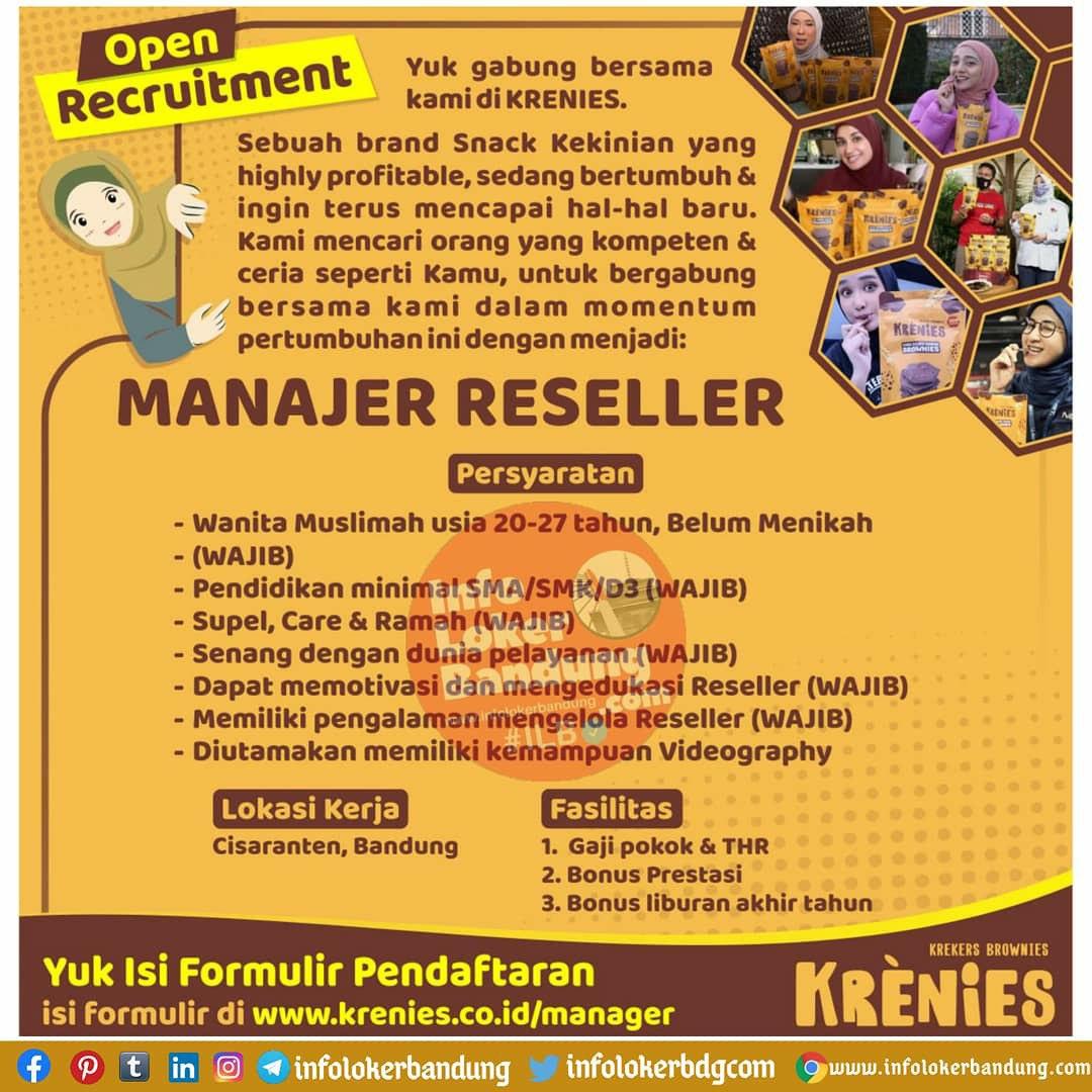 Lowongan Kerja Manajer Reseller Krenies Bandung November 2020