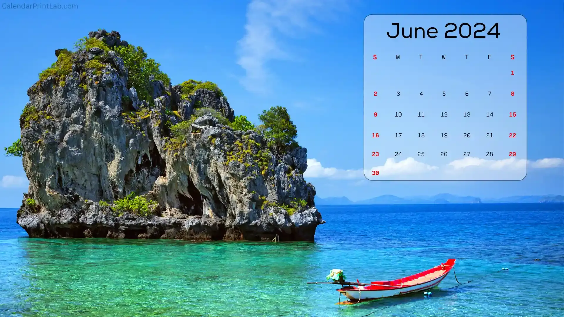 June 2024 Calendar Sea Wallpaper