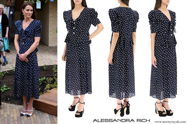 Princess of Wales wore Alessandra Rich Chelsea Collar Polka Dot Silk Crepe Dress