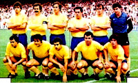 U. D. LAS PALMAS - Las Palmas de Gran Canaria, España - Temporada 1982-83 - Julio Durán, Roque, Estévez, Félix, Felipe y Pérez; Román, Martínez, Fortunato, Pepe Juan y Juani - La U. D. LAS PALMAS se clasificó en 16ª posición en la Liga de 1ª División, descendiendo a 2ª. Walter Skocik y José Manuel León fueron los entrenadores