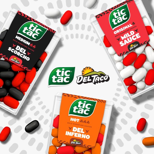 Del Taco x Tic Tacs hot sauce-flavored mints.