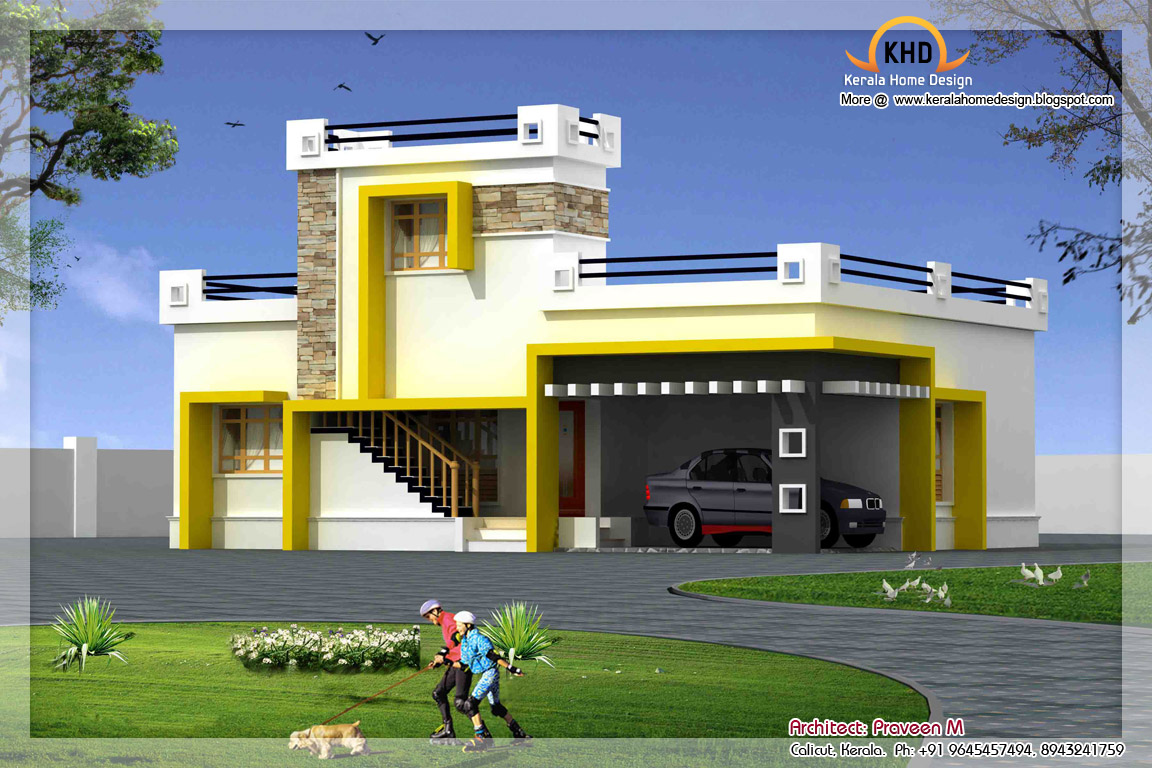Single Floor House Elevation - 1500 Sq. Ft. | Architecture house plans