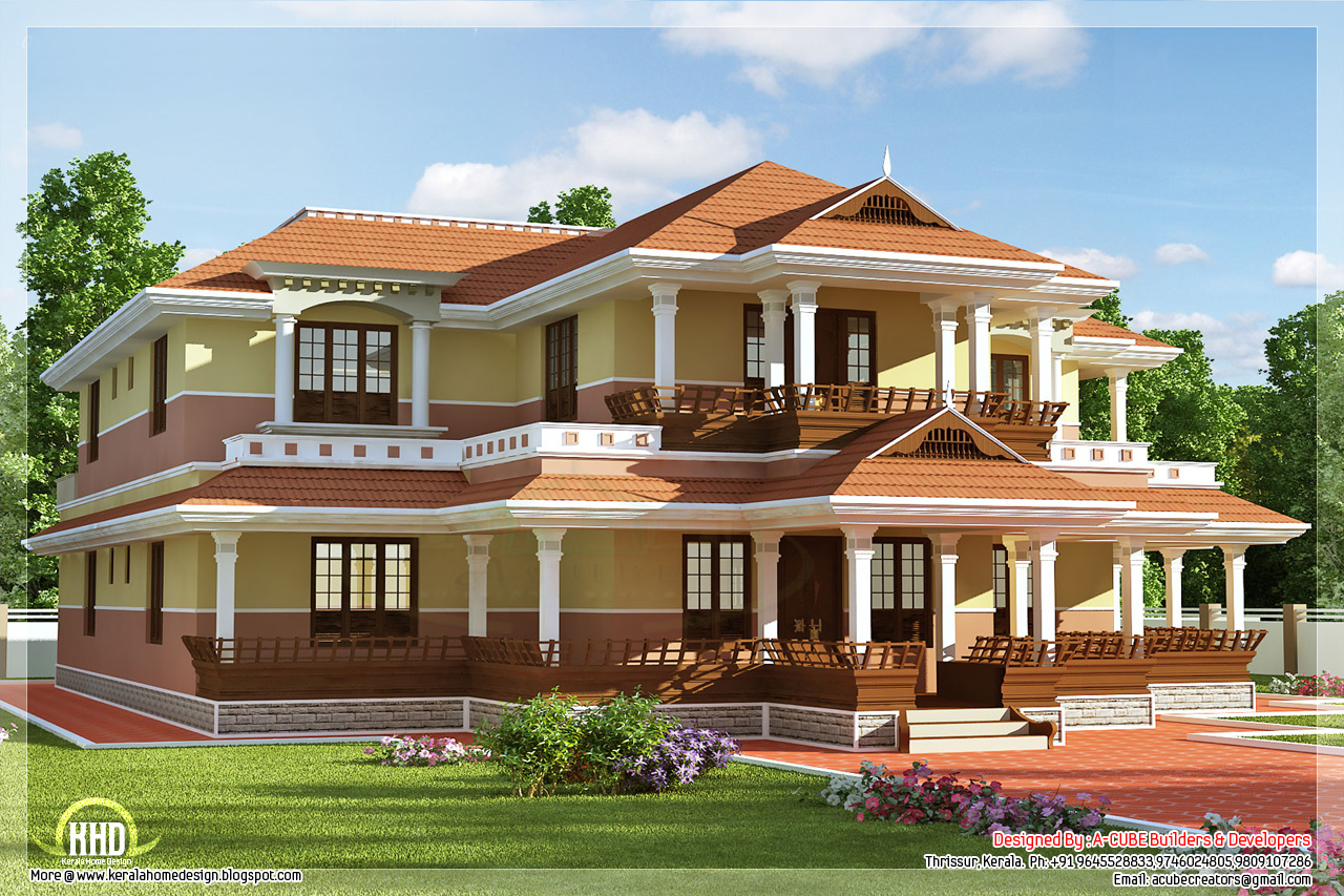 Keral model  5 bedroom luxury home  design  Kerala  home  