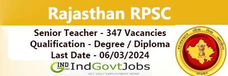 RPSC Senior Teacher Jobs 2024