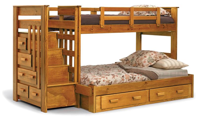 Twin Over Full Bunk Bed with Stairs