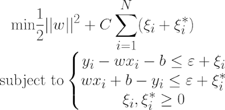 SVR optimization term with constraints