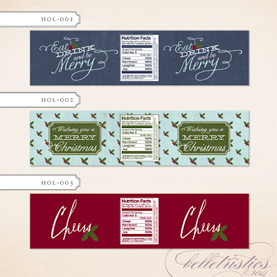 holiday christmas new year's water bottle label design custom unique printable diy