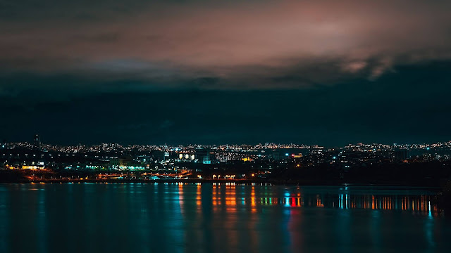 City, Landscape, River, Night, Photo