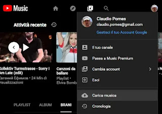 caricare musica su YOutube