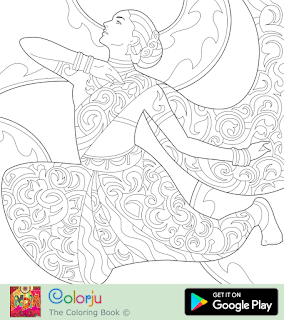 Free Indian girl bollywood actress dancing coloring page.