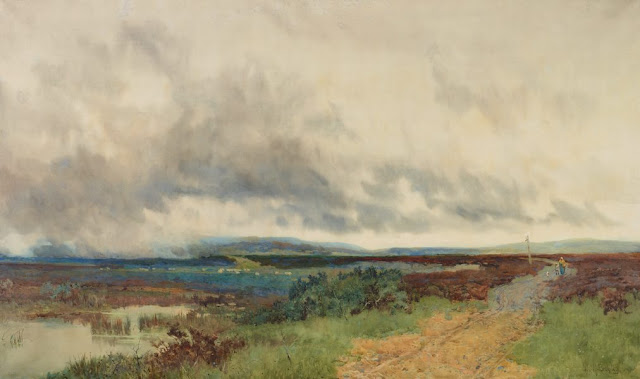 Artwork, XIX century art, watercolours, "Landscape" by John Bromley, 1900.