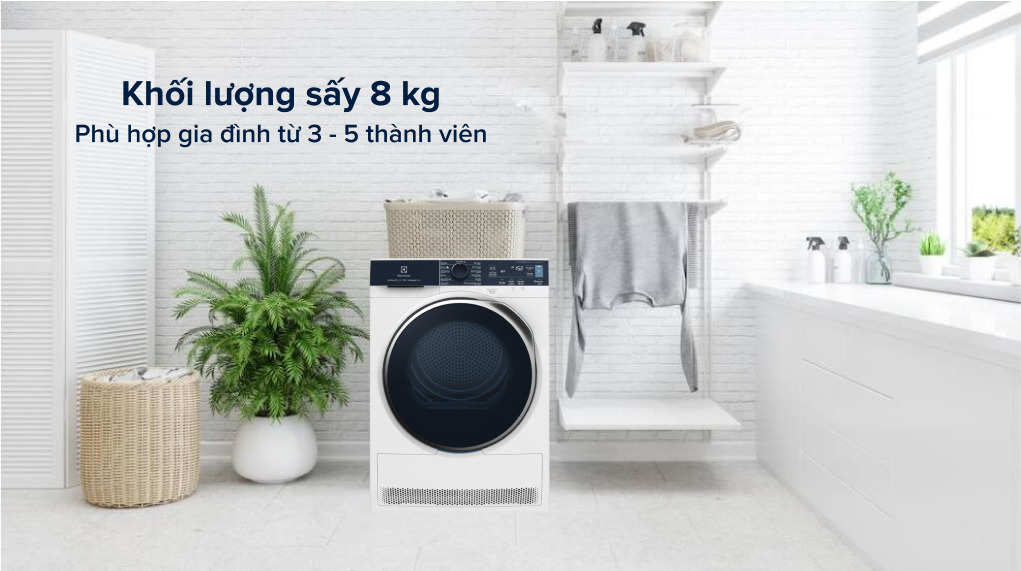 Máy sấy bơm nhiệt Electrolux 8 kg EDH803Q7WB