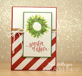 scissorspapercard, Stampin' Up!, Just Add Ink, Painted Harvest, Watercolour Christmas, Be Merry DSP