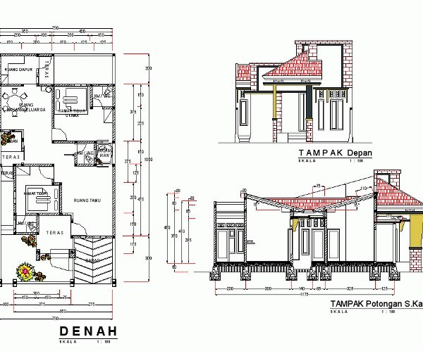 gambar denah rumah sederhana lengkap 2