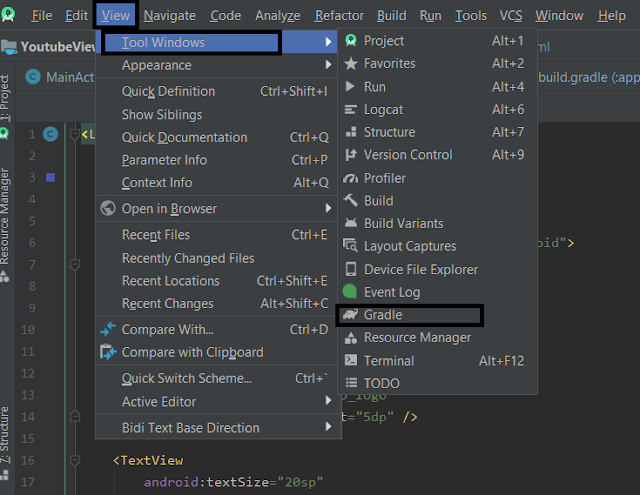 Open Gradle from Android Studio