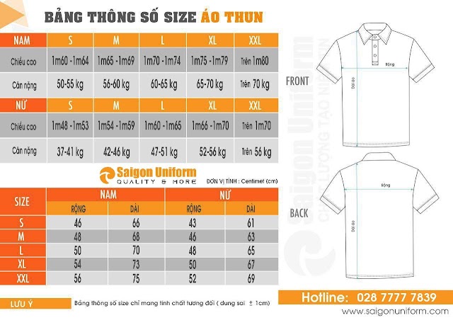 Chọn size đồng phục như thế nào? - Saigon Uniform 