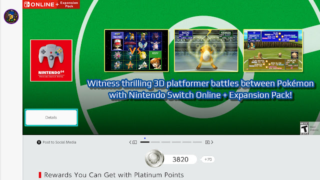 Nintendo Switch Online app Pokémon Stadium 3D platformer battles