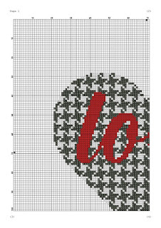 Love lettering heart cross stitch pattern - Tango Stitch