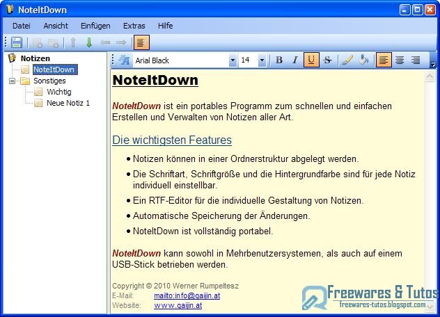 NoteItDown : un logiciel portable pour créer et gérer des notes