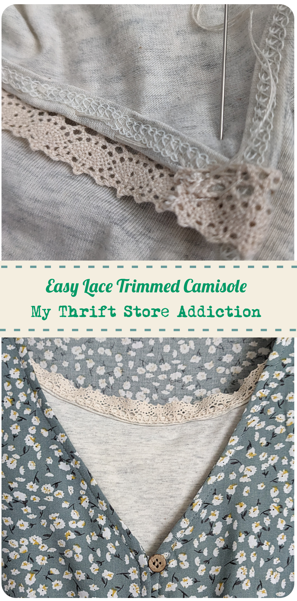 DIY lace trimmed camisole