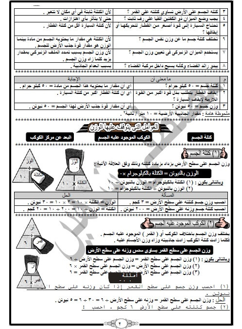 مذكرة مادة العلوم