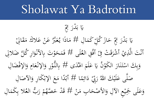 Lirik Sholawat Ya Badrotim LENGKAP Arab Latin Dan Artinya