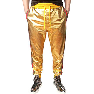 Men's Metallic Shiny Joggers Casual Drawstring Sweatpant...