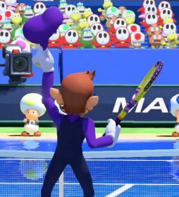 Waluigi without hat cap hair Mario Tennis Ultra Smash