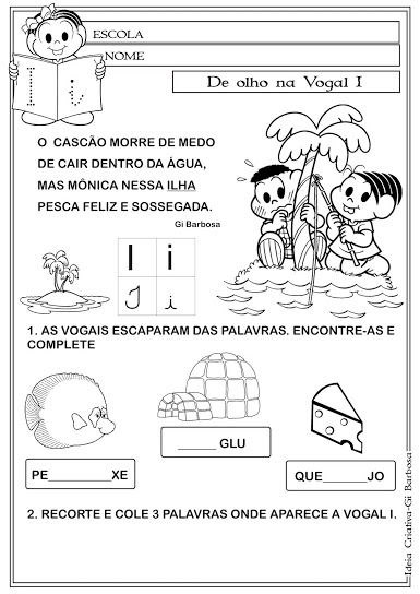 Atividades Letras do Alfabeto com texto  Turma da Mônica