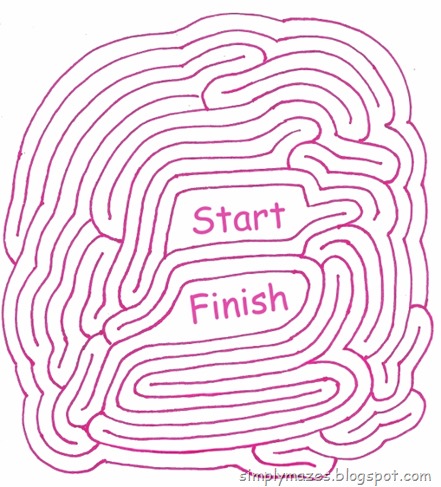 Maze Number 125: Repetition. A printable pink maze.