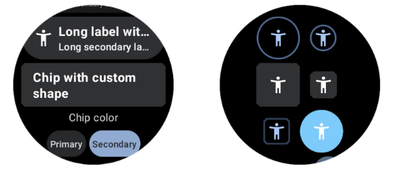 Demonstration of Different Chip and Button shapes on a round watch face