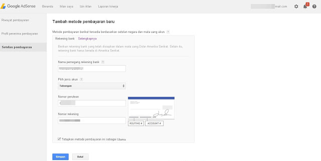 Cara Payment Menerima Pembayaran Google adsense melalui Payonner