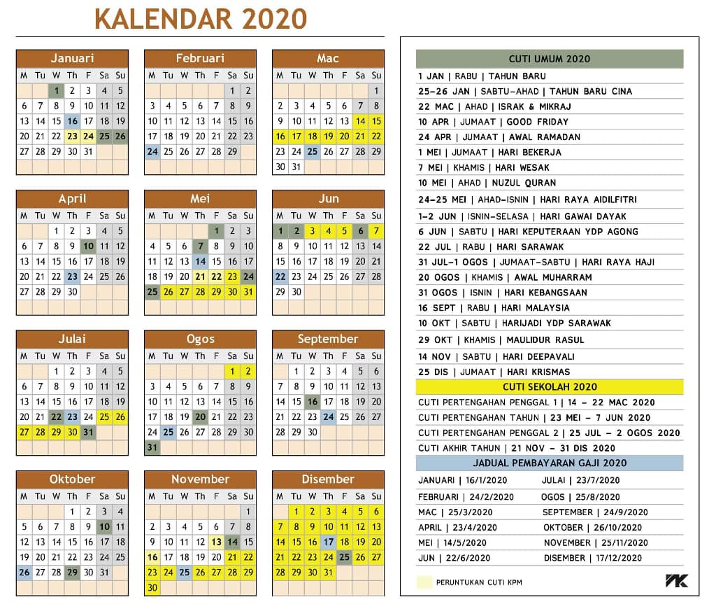 Kalendar tahun 2020 - Azim Aris